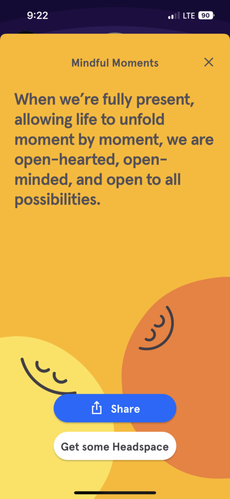Headspace App screenshot: Mindful Moments