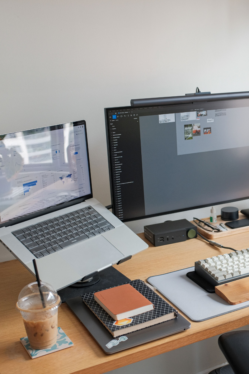 two computer monitors