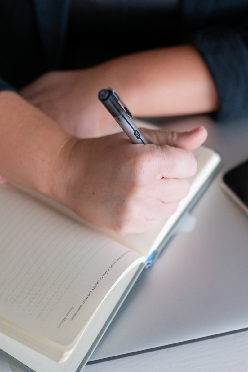 Sarah Hawk, strategist, writing in Focus planner